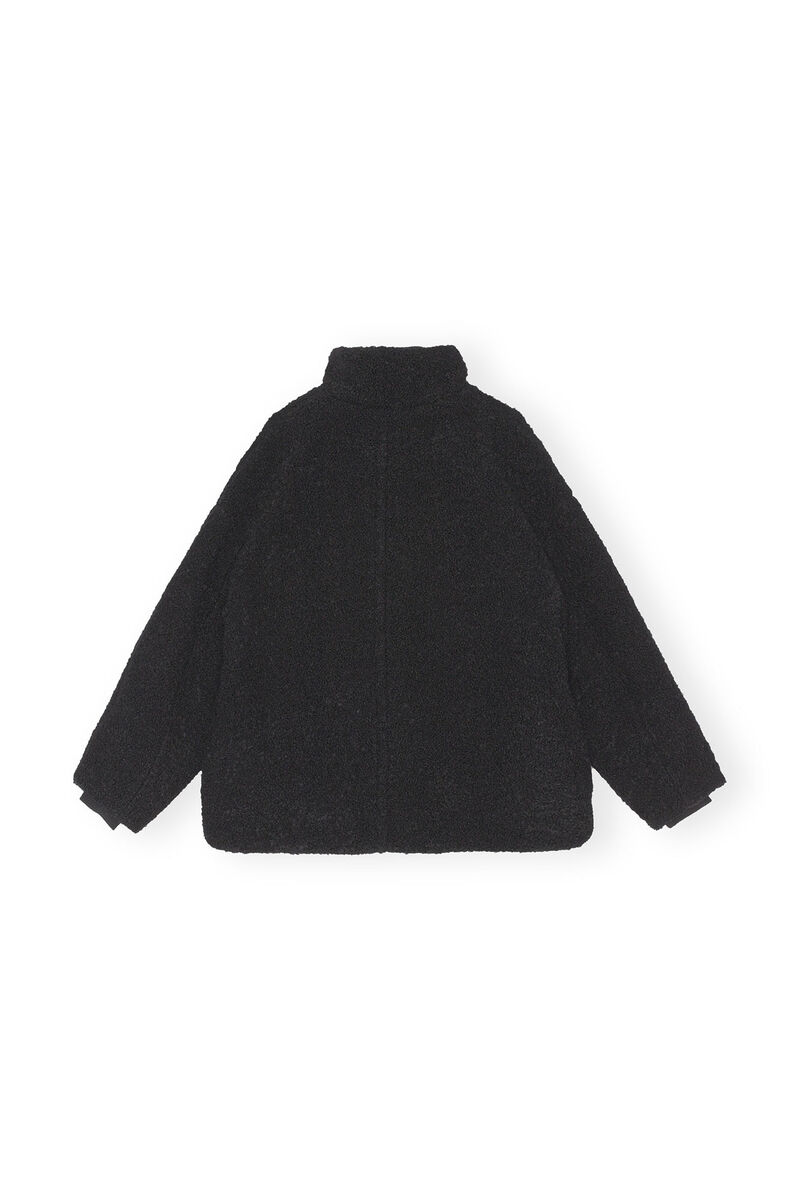 Plysjakke i genanvendt uld og polyester, Polyester, in colour Black - 2 - GANNI