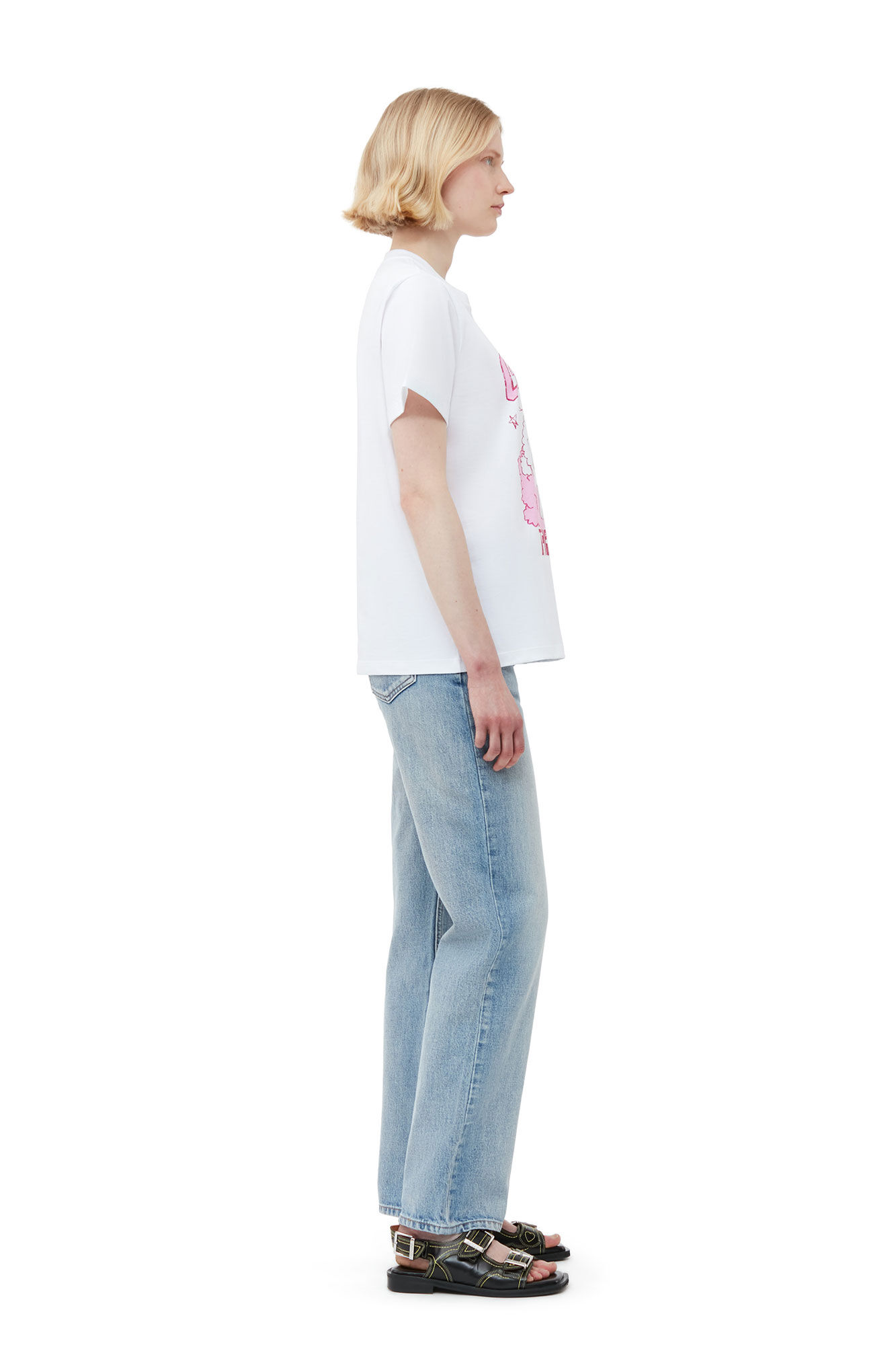 Relaxed Love Bunny T-shirt, Cotton, in colour Bright White - 4 - GANNI