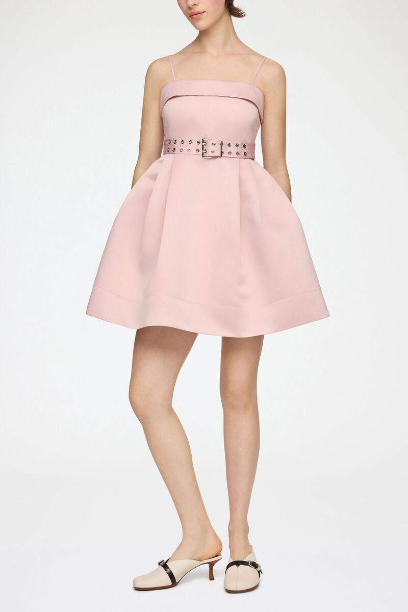 Dress in Pink Satin, Recycled Polyester, in colour Potpourri - 1 - GANNI