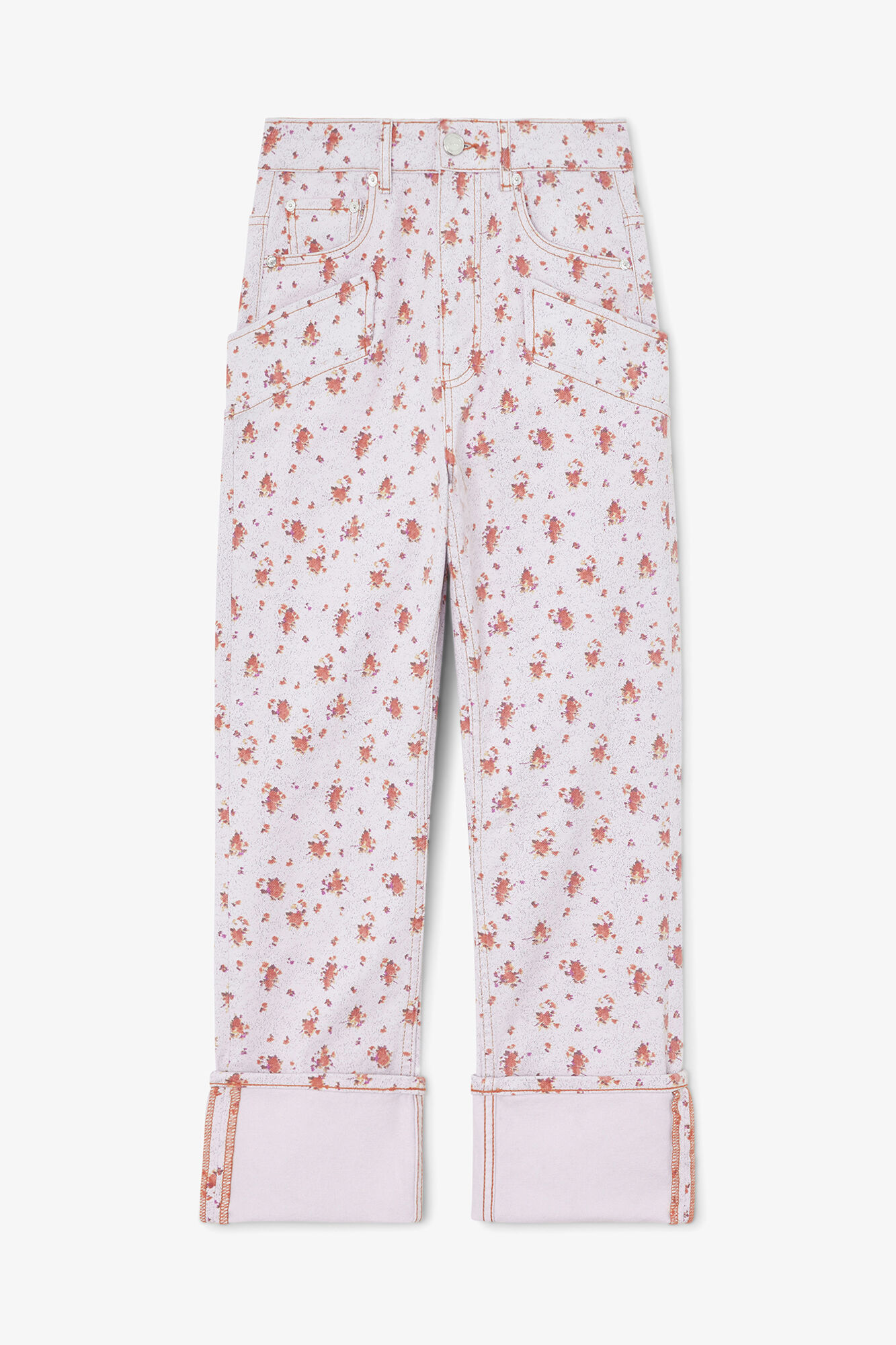 Capri Slim Jeans in Printed Denim, Organic Cotton, in colour Peachskin - 1 - GANNI