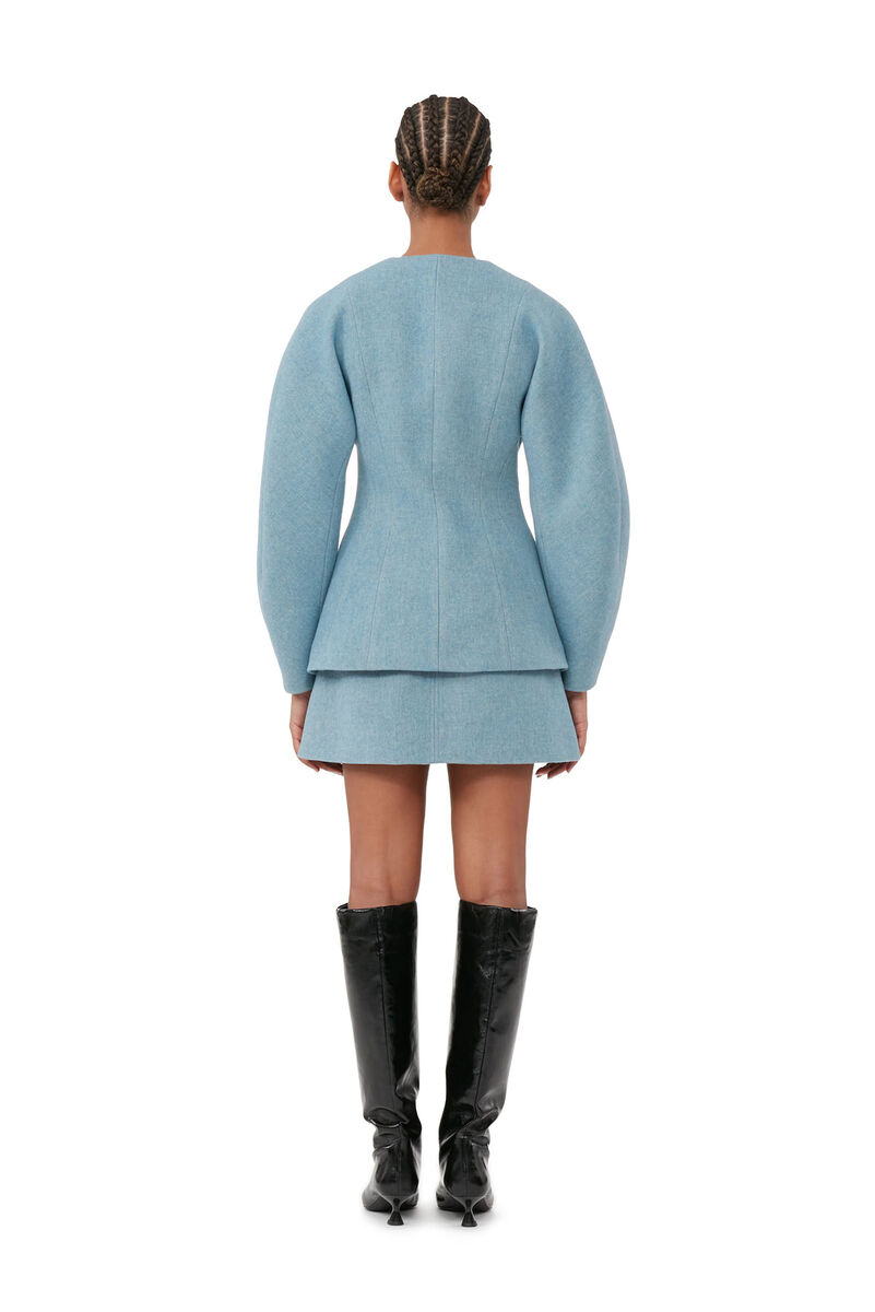 Twill Wool Suiting Blazer, Polyamide, in colour Heather - 3 - GANNI