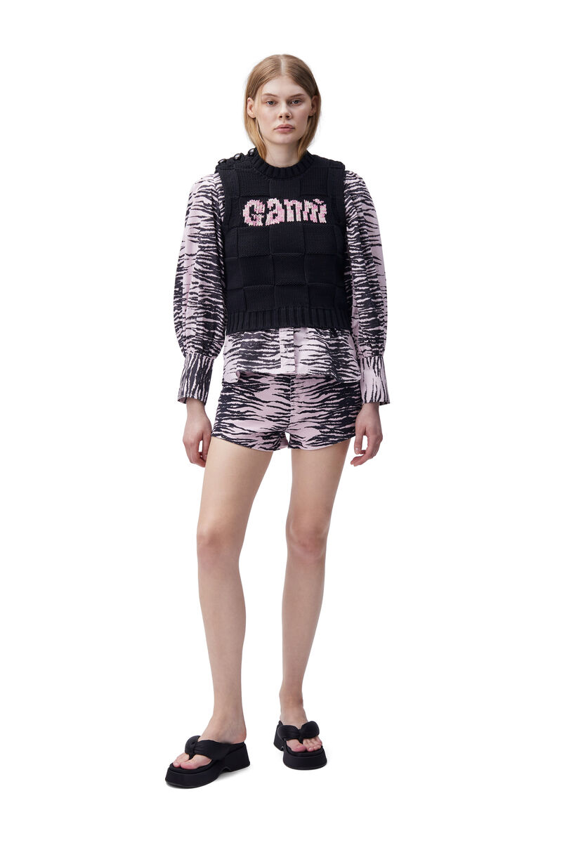 Cotton Logo Vest, Cotton, in colour Black - 1 - GANNI