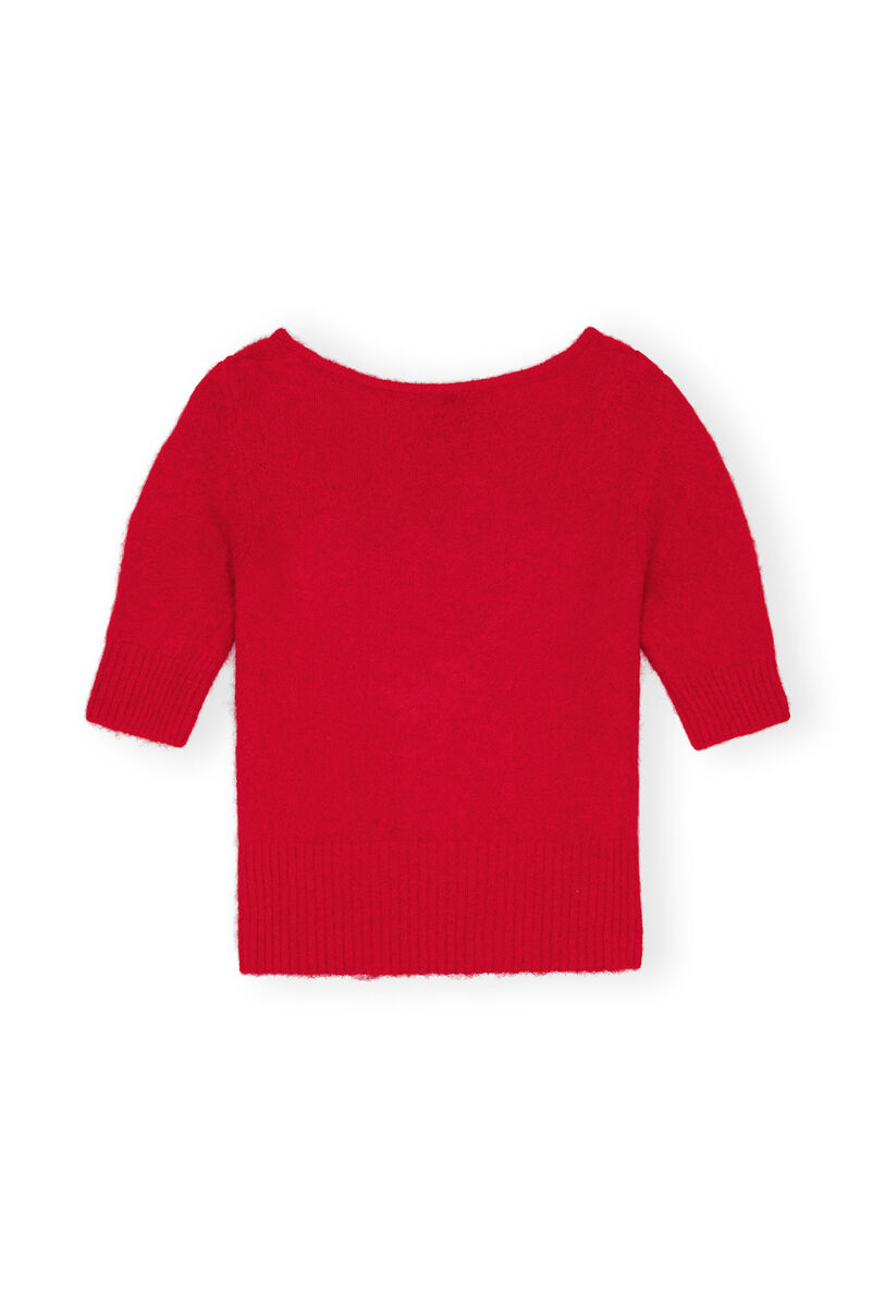 Red Brushed Alpaca Top, Alpaca, in colour Racing Red - 2 - GANNI