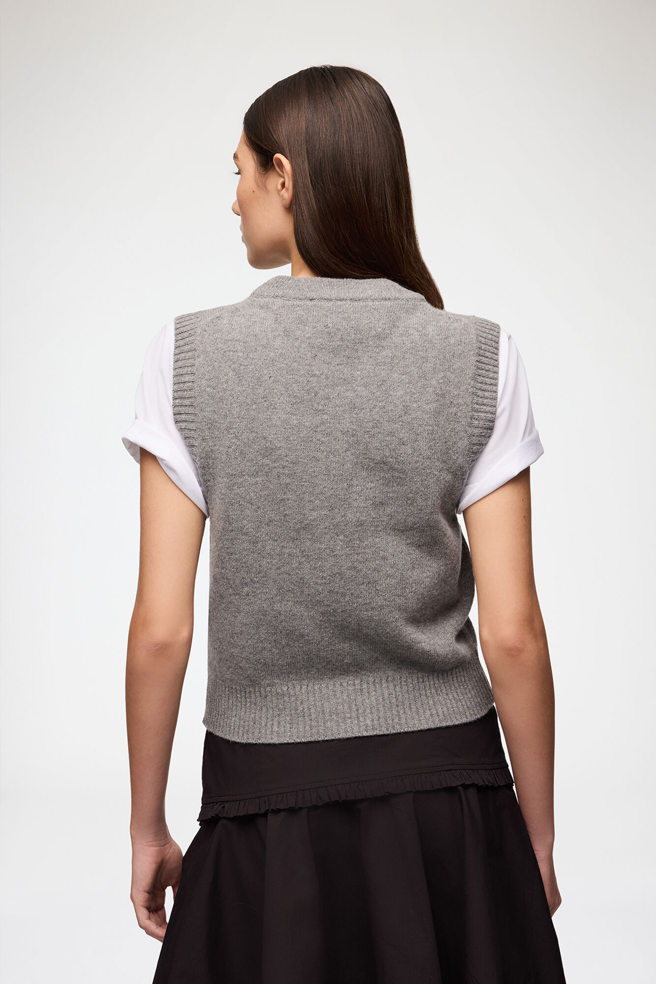 Vest with Flowers, Wool, in colour Paloma - 3 - GANNI