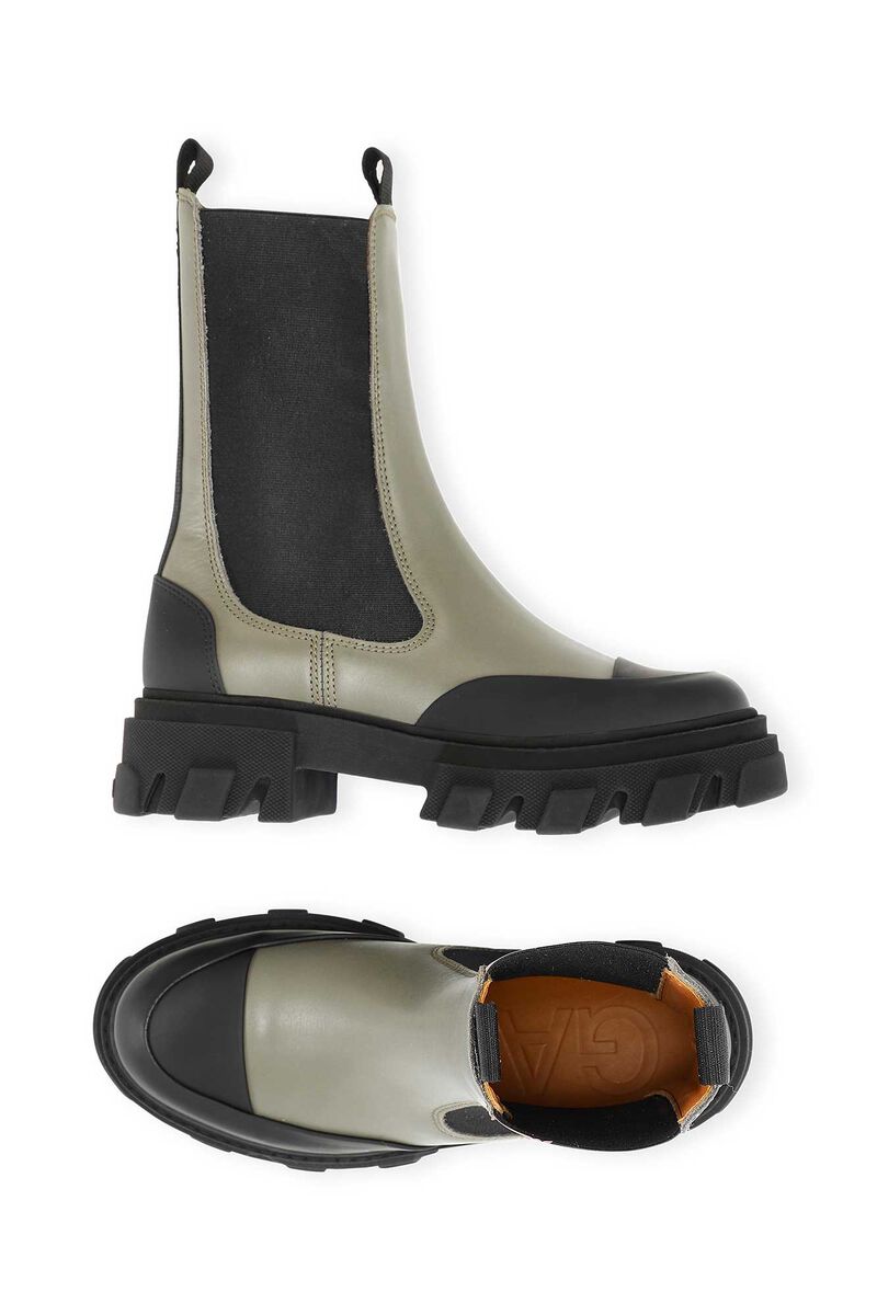 Mid Chelsea Boots, Calf Leather, in colour Kalamata - 2 - GANNI