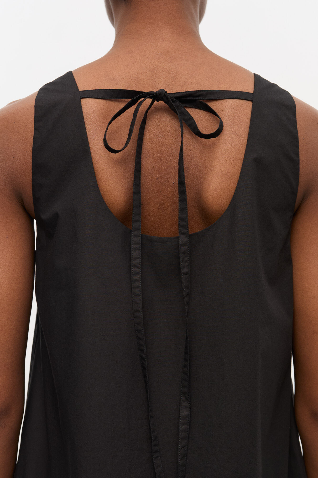 Black Cotton Poplin Mini Dress, Organic Cotton, in colour Black - 4 - GANNI