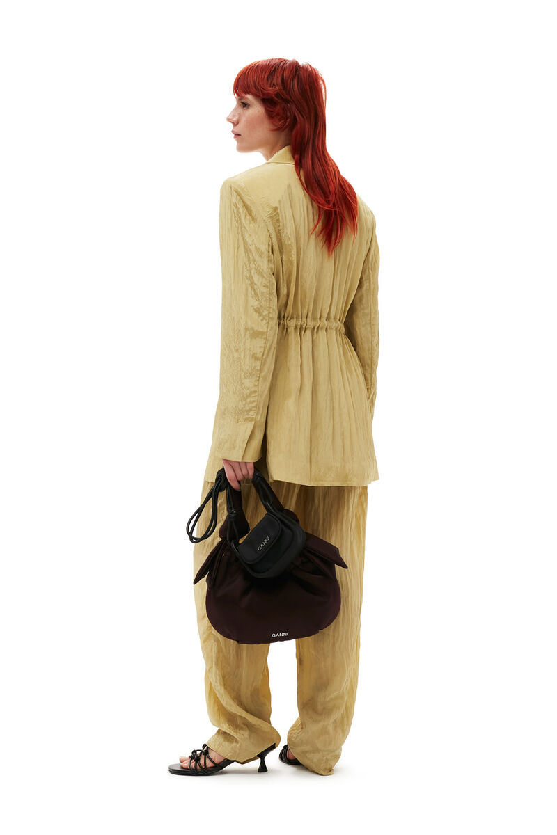 Shiny Tech Pants, Polyamide, in colour Leek Green - 5 - GANNI