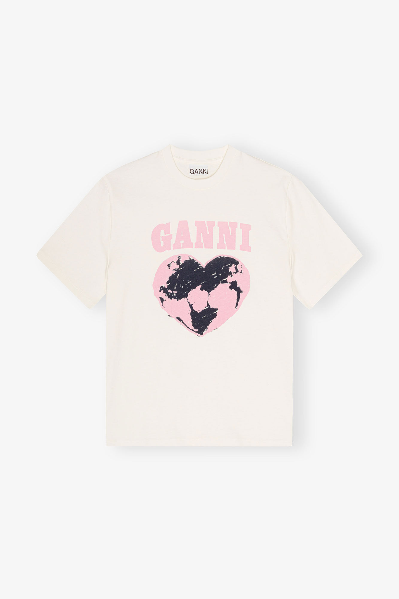 White Graphic Relaxed T-shirt, Cotton, in colour Egret - 1 - GANNI