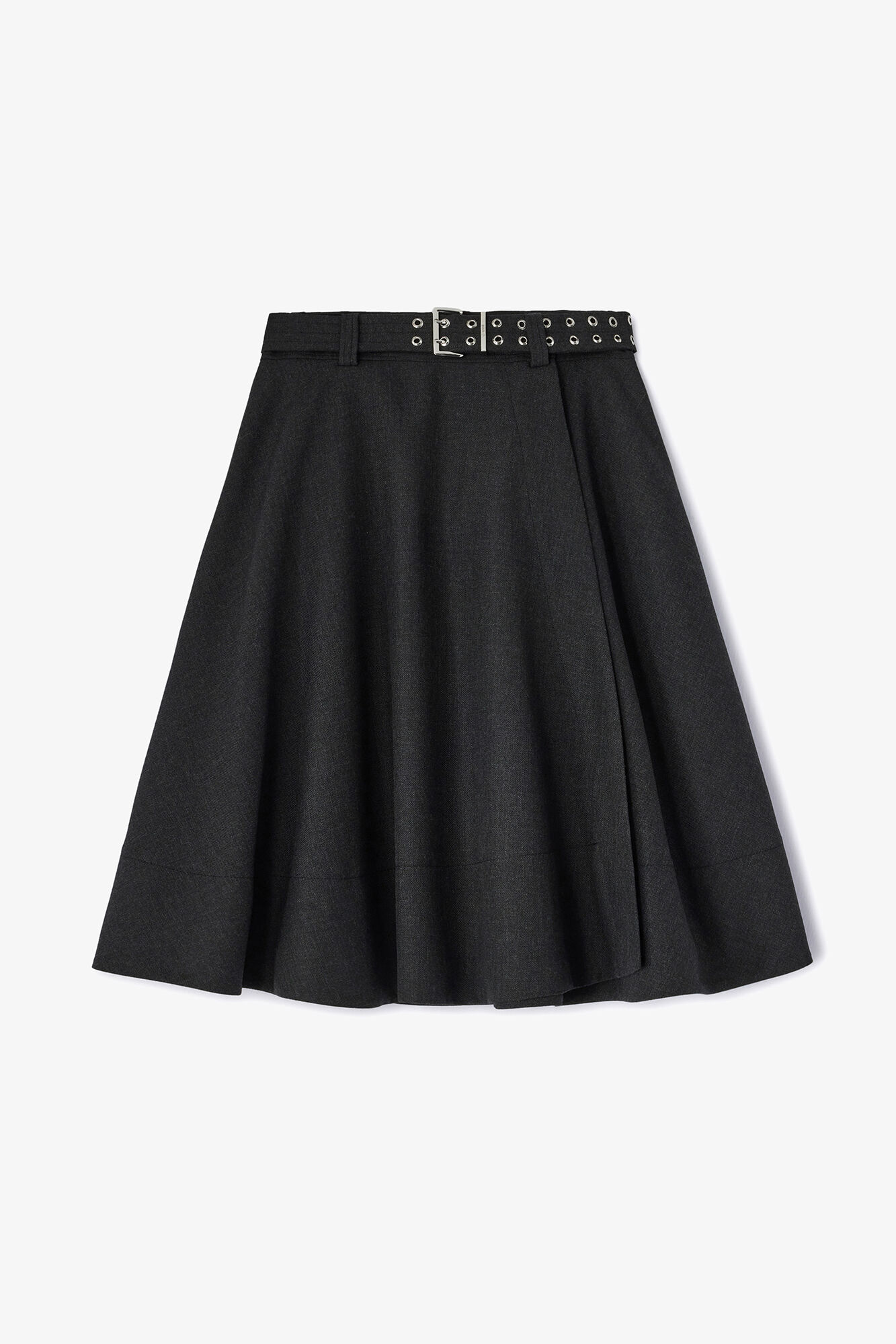 Kostymkjol i ull med omlottmodell, Recycled Polyester, in colour Phantom - 1 - GANNI