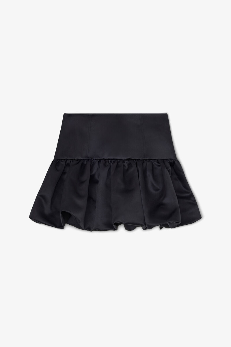 Skirt in Black Satin, Recycled Polyester, in colour Black - 1 - GANNI
