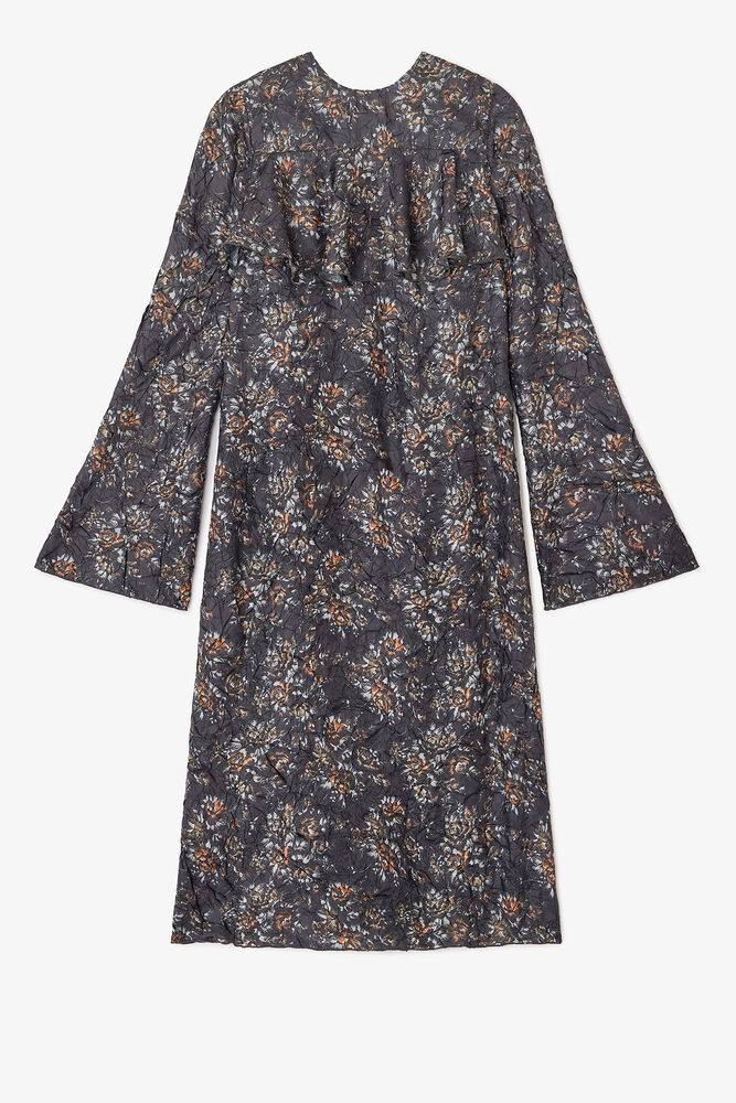 Black Floral Ruffle Dress, Black
