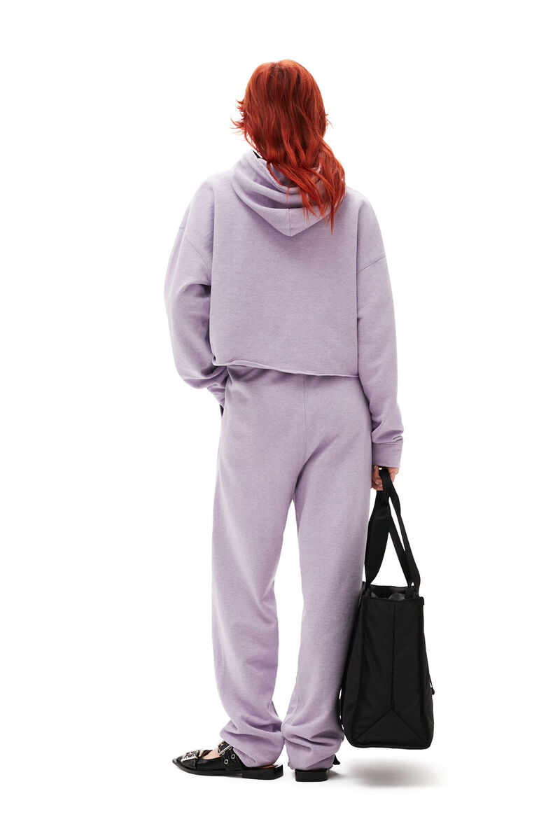 Lilac Isoli Cropped Oversized Hoodie, Cotton, in colour Misty Lilac - 2 - GANNI
