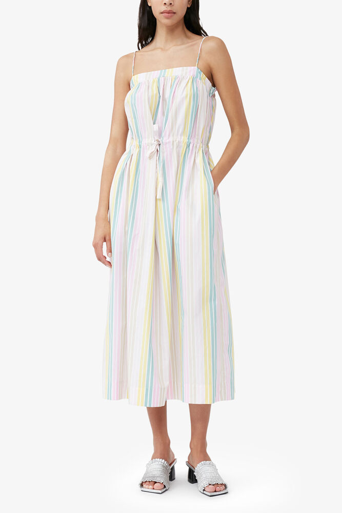 Stripe Cotton Maxi Strap Dress, Multicolour