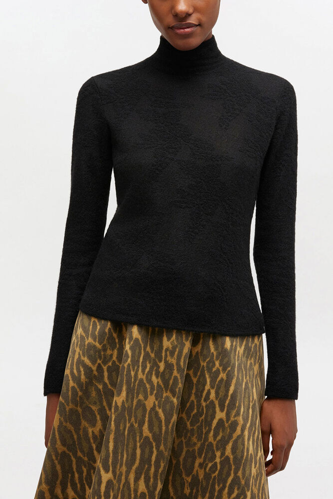 Transparenter Rollkragenpullover, Black