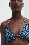 Seersucker String Bikini Top, Elastane, in colour Check Azure Blue - 4 - GANNI