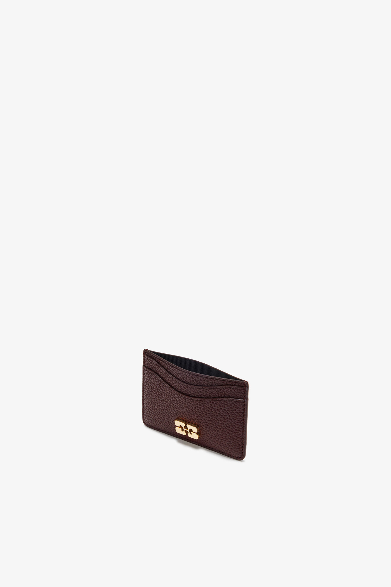 Card Holder in Grained Brown, Recycled Polyester, in colour Chicory Coffee - 3 - GANNI