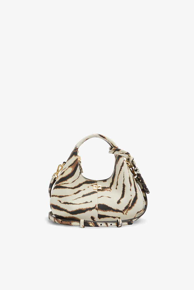 Mini sac Hobo &agrave; imprim&eacute; z&egrave;bre, Egret