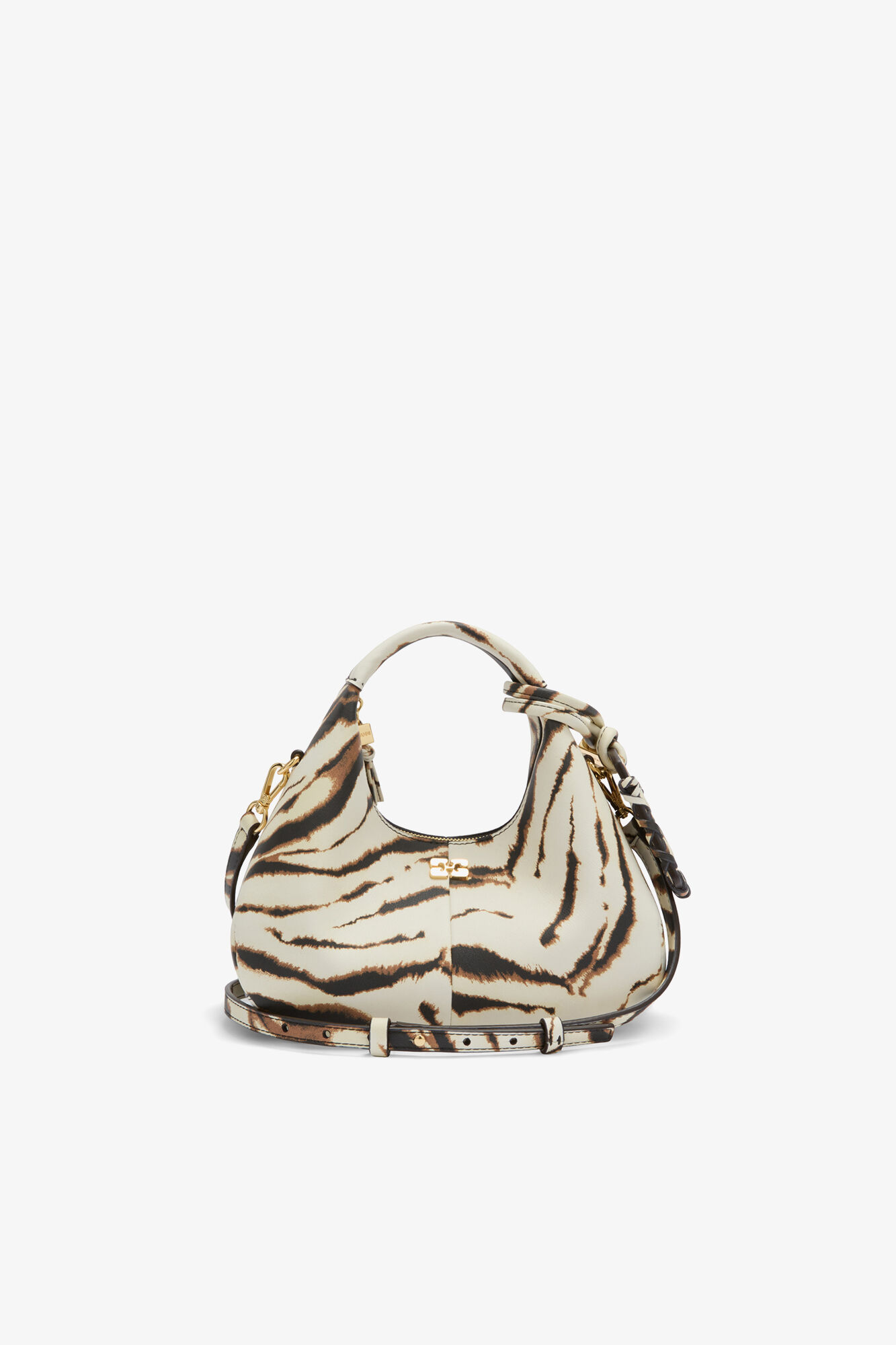 Mini-Hobo-Tasche in Zebra, Recycled Polyester, in colour Egret - 1 - GANNI