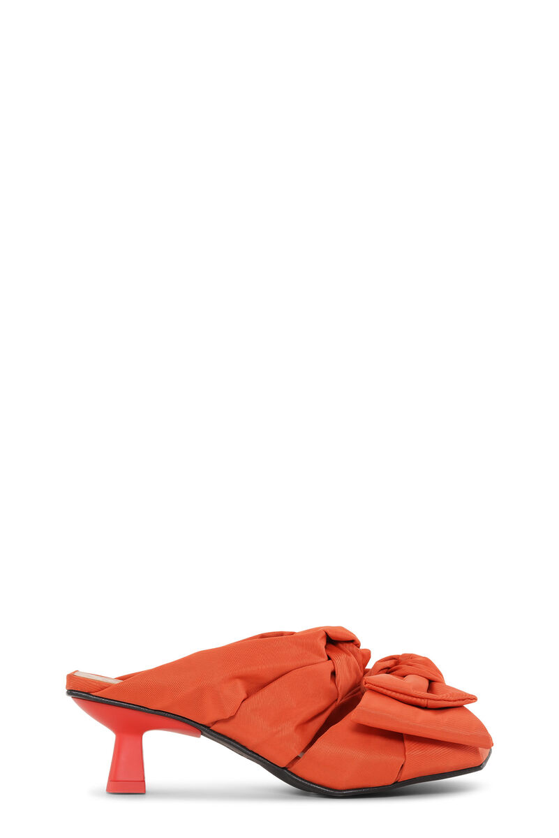 Soft Bow Kitten Heel Sandals, in colour Orangeade - 1 - GANNI