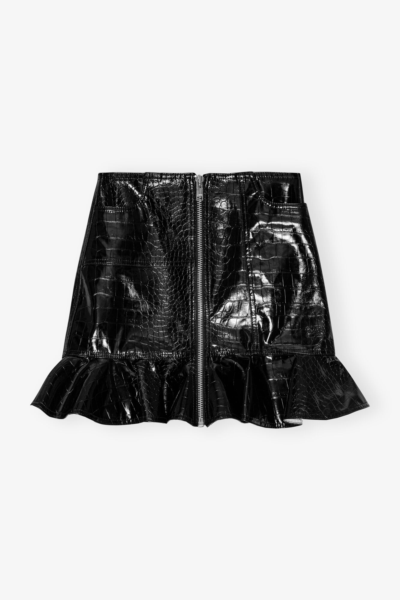 Black Future Coated Mini Skirt, Cotton, in colour Black - 1 - GANNI