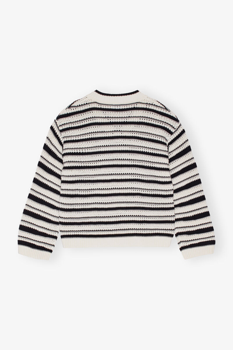 Striped V-neck Jumper, Cotton, in colour Multicolour - 2 - GANNI