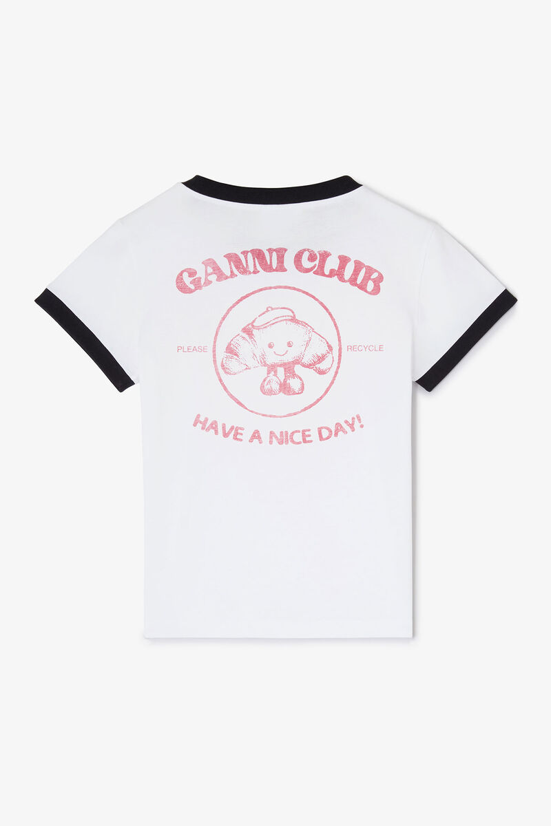 White Paris GANNI Club Baby Fit T-shirt, in colour Bright White - 2 - GANNI
