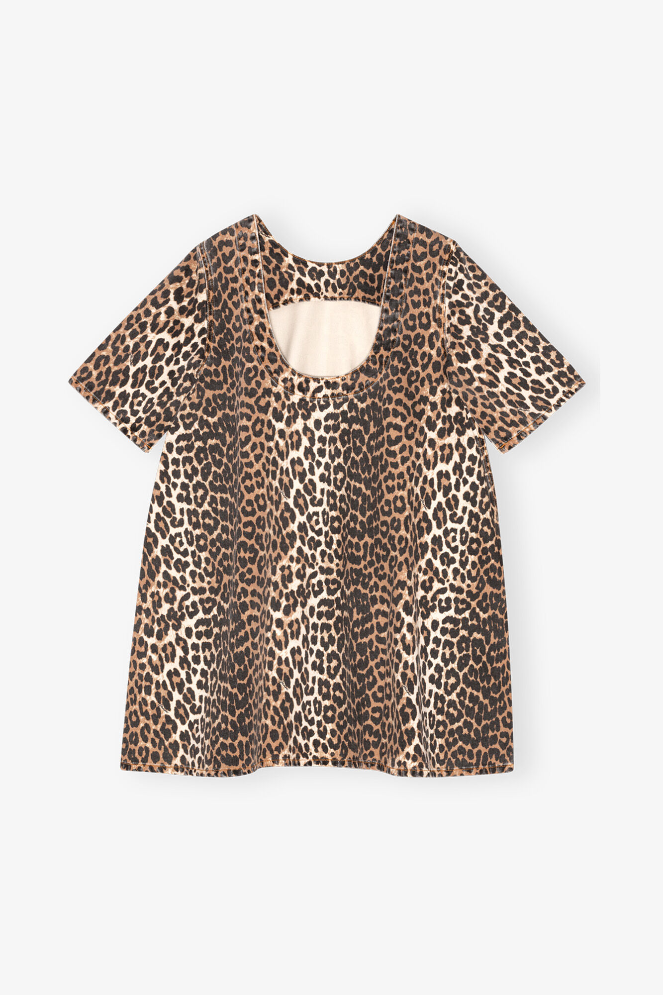 Leopard Mini Dress, Organic Cotton, in colour Leopard - 2 - GANNI