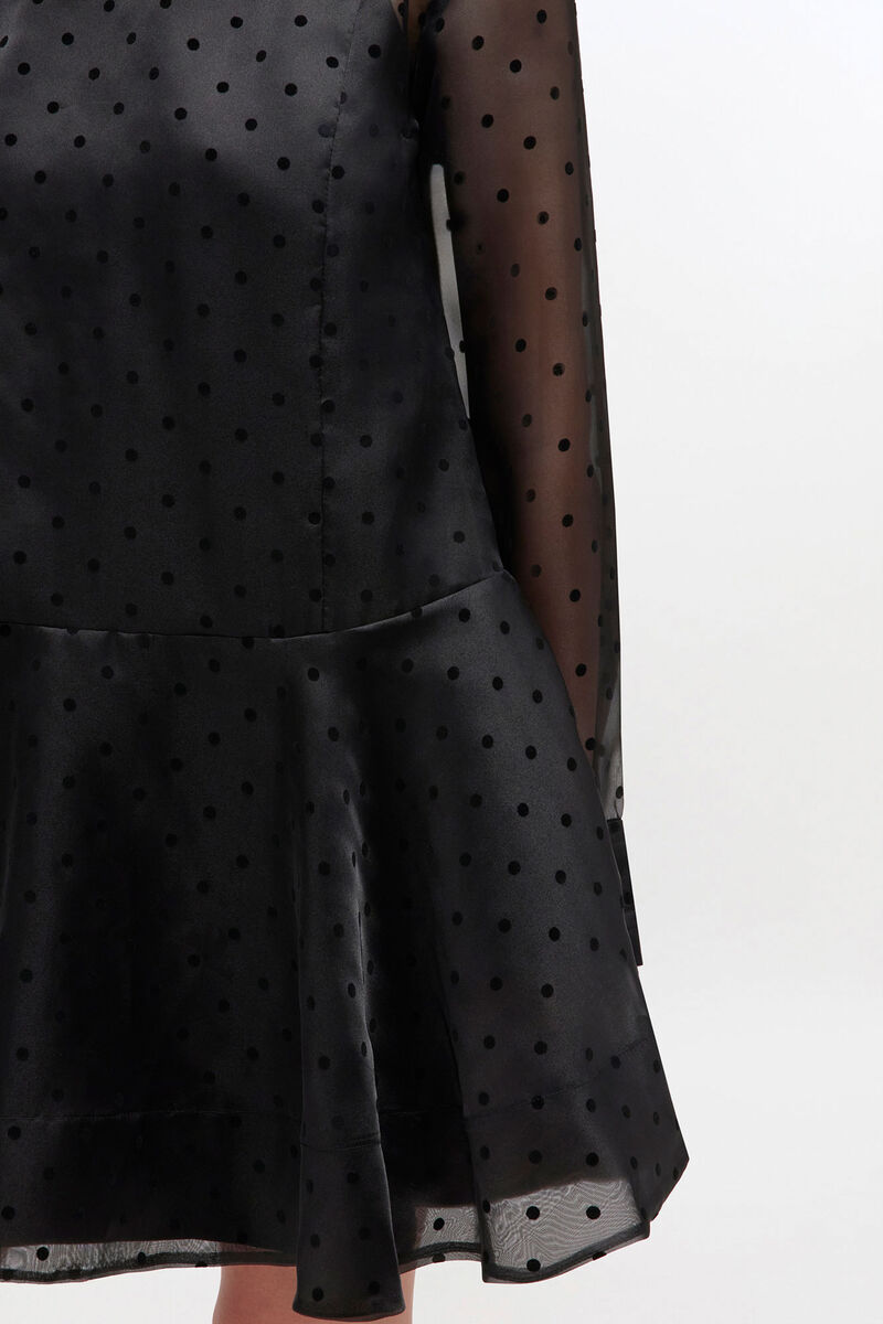 Black Organza Circle Collar Dress, Recycled Polyester, in colour Black - 3 - GANNI