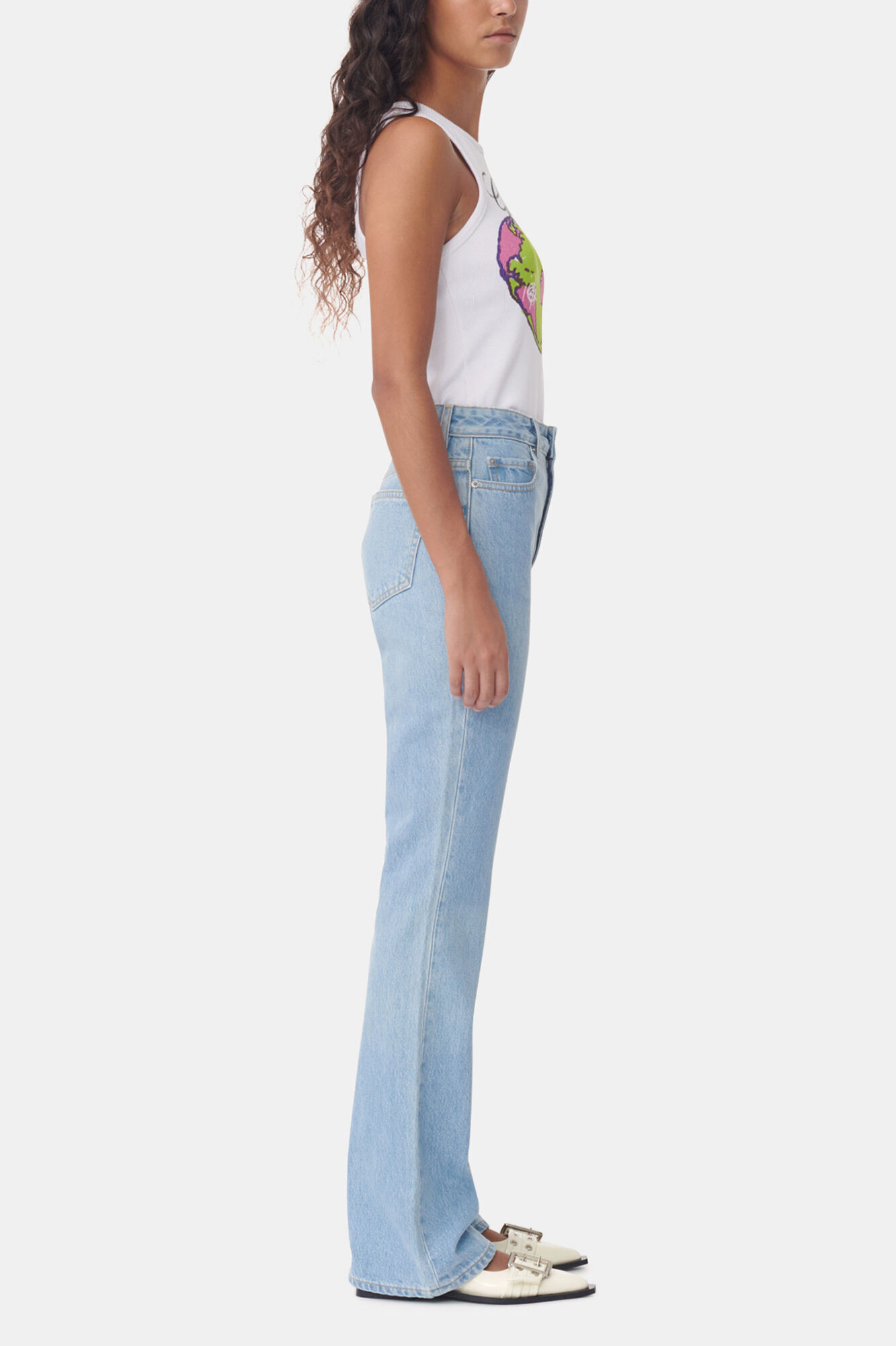 Betzy Jeans, Cotton, in colour Light Blue Stone - 2 - GANNI