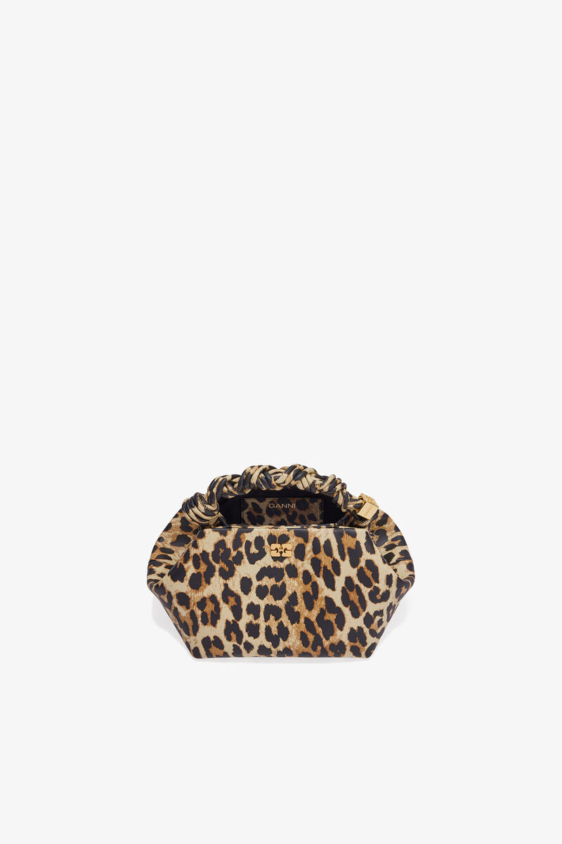 Leopard Small Bou Bag, Recycled Leather, in colour Leopard - 3 - GANNI