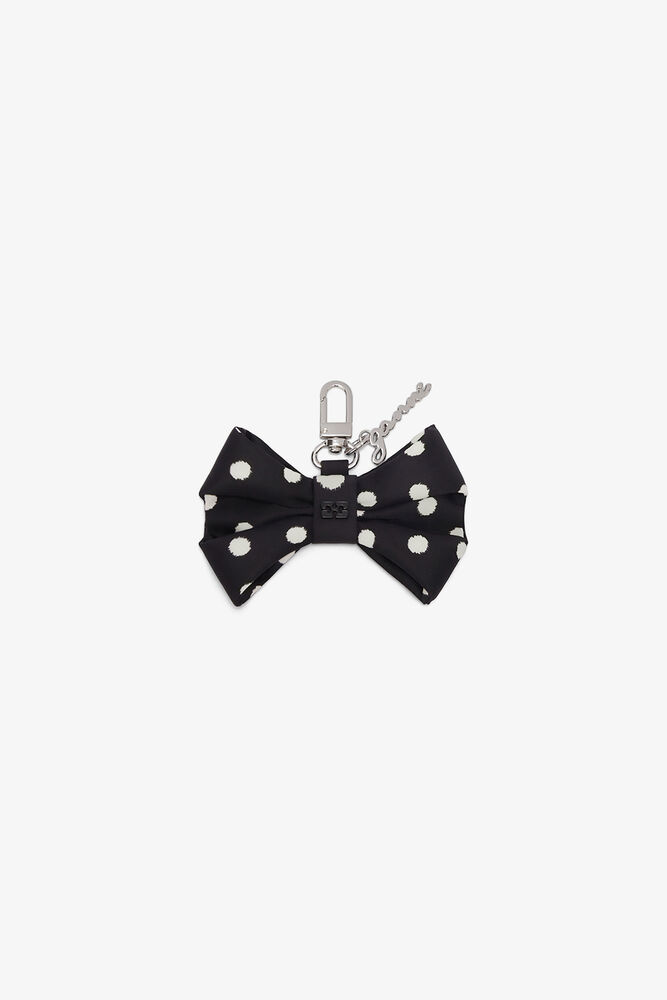 Bow Charm with Dots, Black