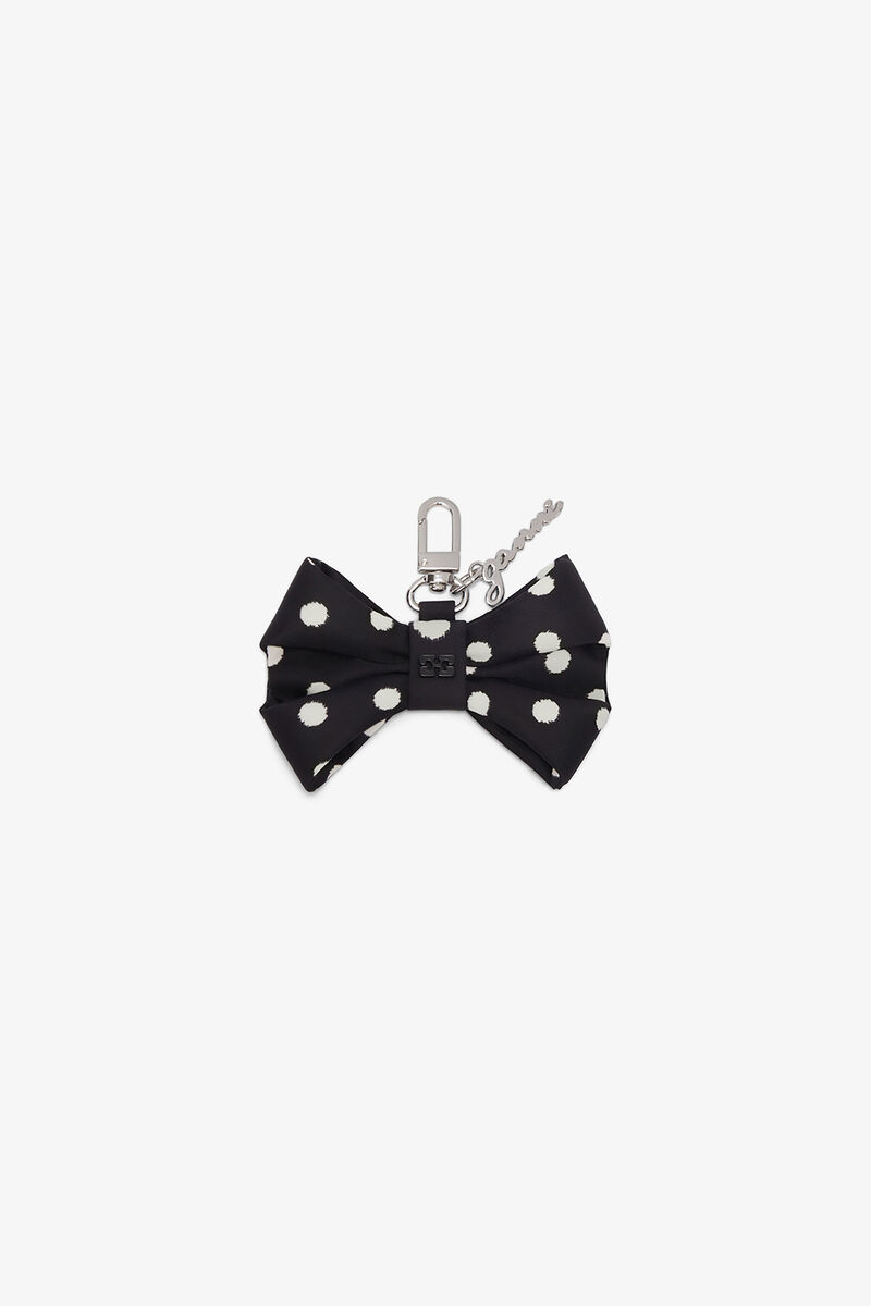 Bow Charm with Dots, Recycled Polyamide, in colour Black - 1 - GANNI