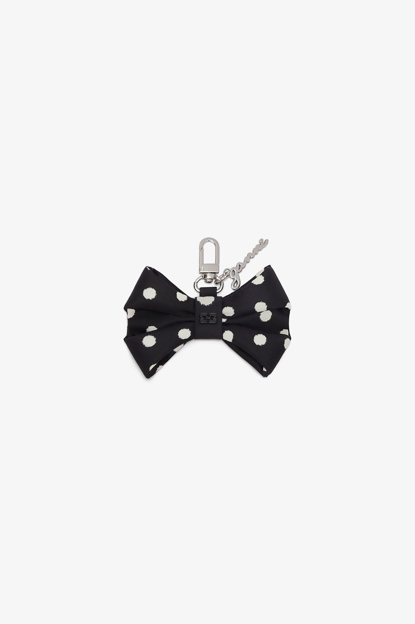 Bow Charm with Dots, Recycled Polyamide, in colour Black - 1 - GANNI