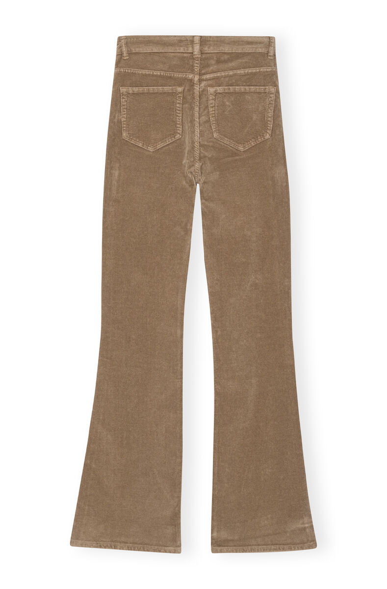 Brown Washed Corduroy Iry Trousers, Elastane, in colour Fallen Rock - 2 - GANNI