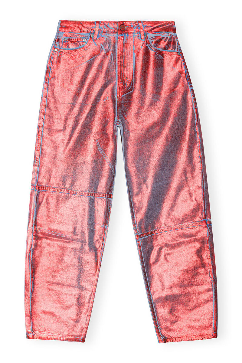 Red Foil Stary Jeans , Cotton, in colour Red Alert - 1 - GANNI