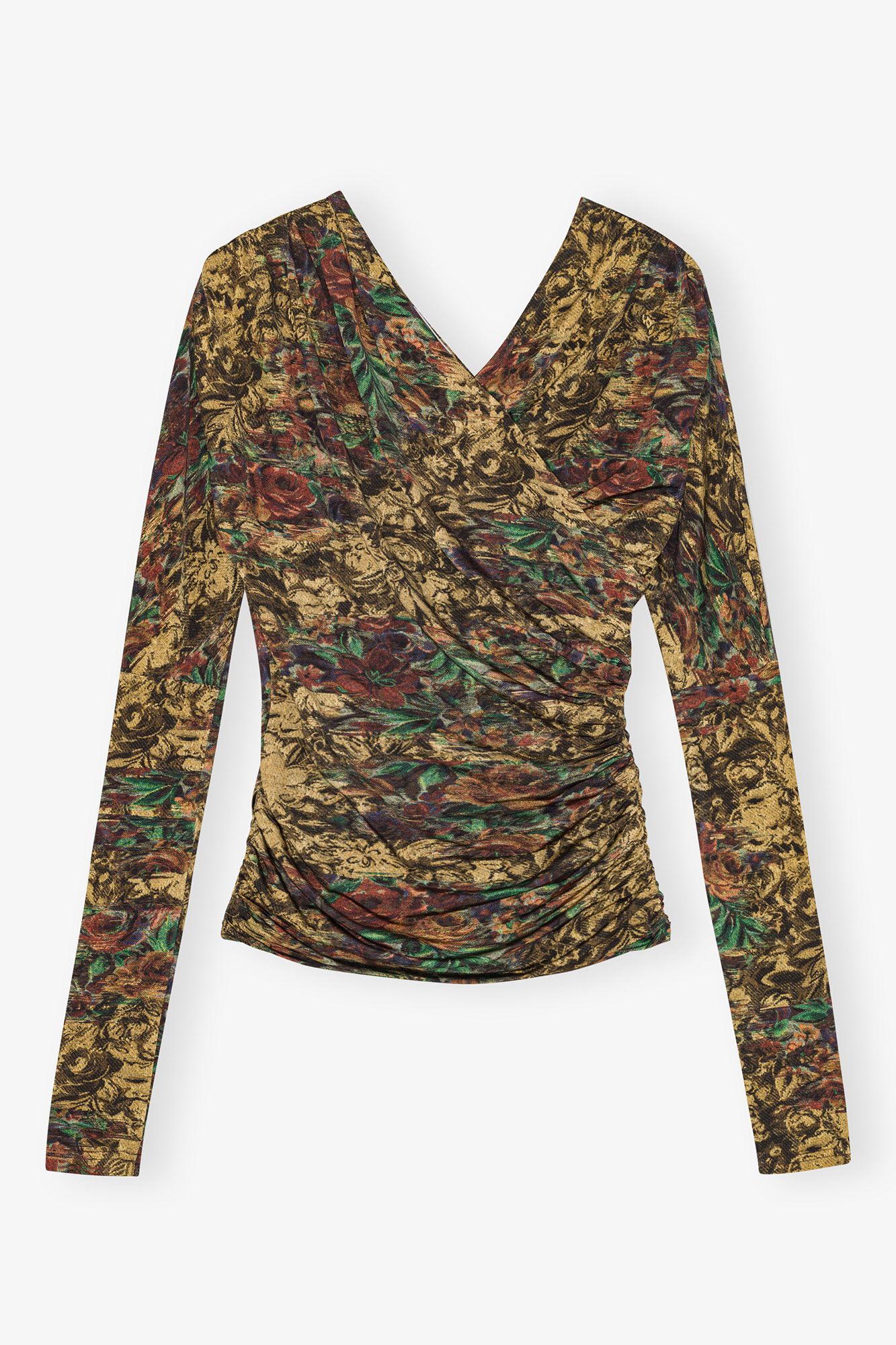 Top in Printed Jersey, Viscose, in colour Custard - 1 - GANNI