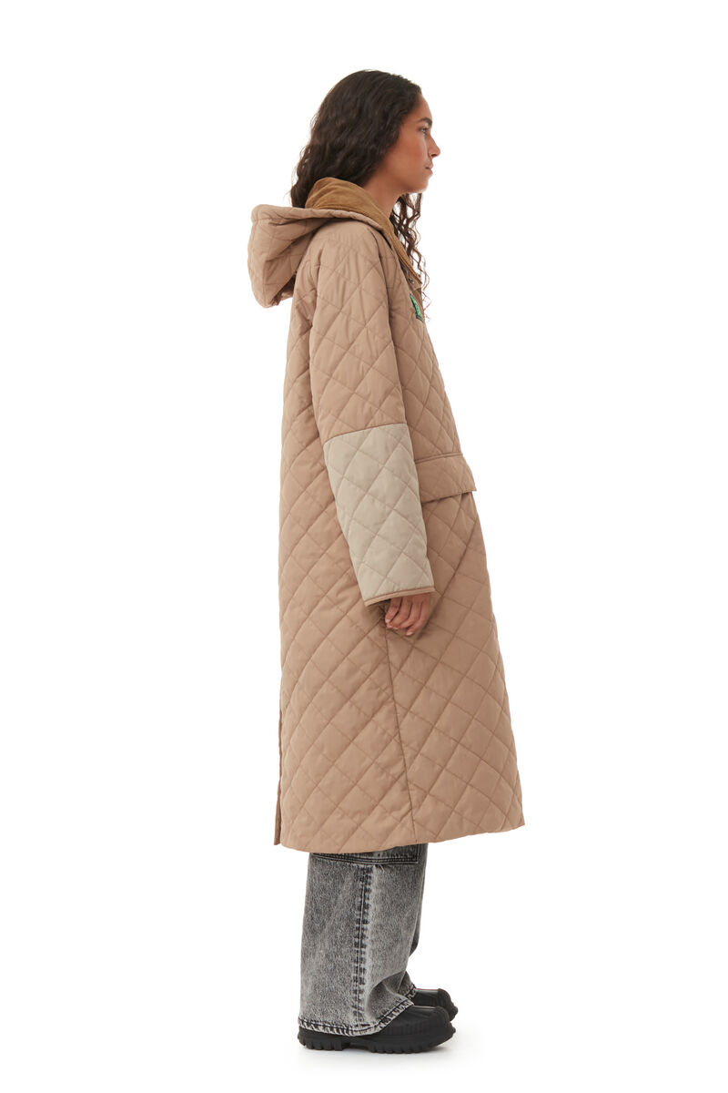 GANNI x Barbour Burghley Quilted jacka, Recycled Polyester, in colour Timber Wolf - 3 - GANNI