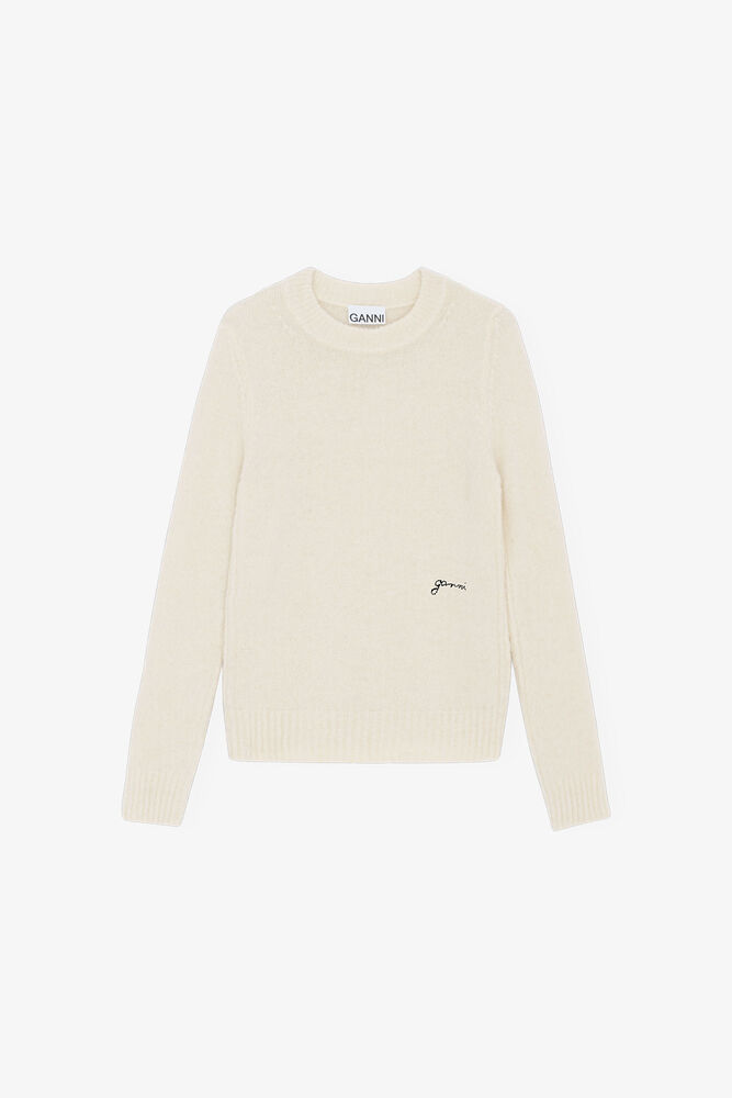 Ivory Brushed Alpaca Jumper, Egret