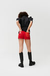 Denim Hotpant Shorts, Cotton, in colour Flame Scarlet - 4 - GANNI