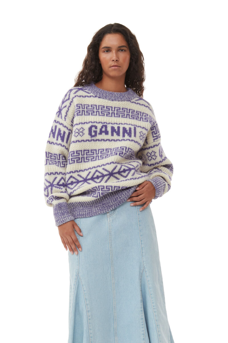 Wool Pullover, Organic Wool, in colour Simply Purple - 1 - GANNI