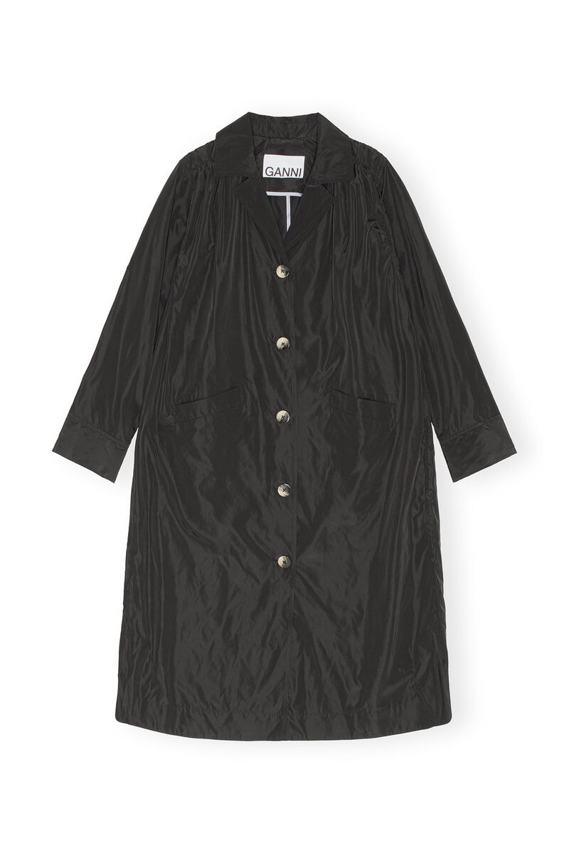 Summer Tech Frakke, Recycled Polyester, in colour Black - 1 - GANNI