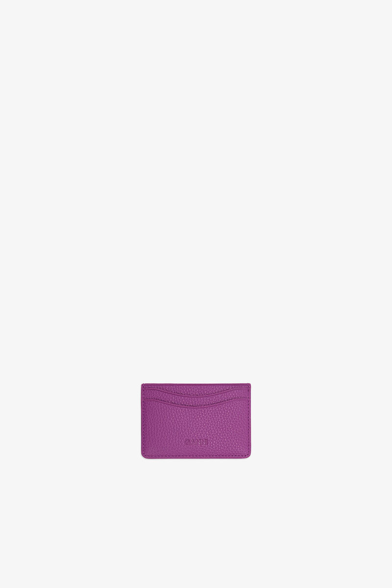 Bou Card Holder in Grained Purple, Recycled Polyester, in colour Sparkling Grape - 2 - GANNI