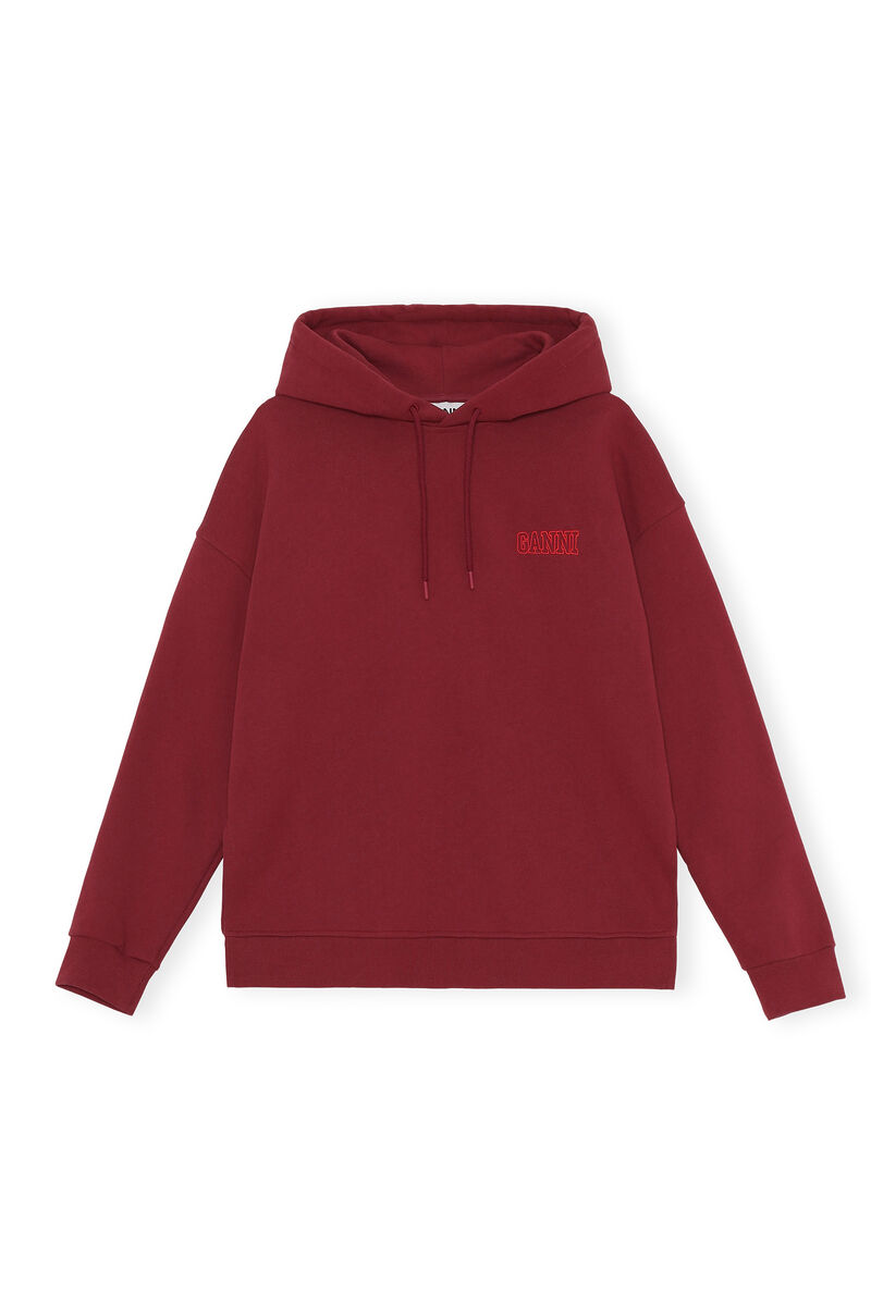 Oversized Hooded Sweatshirt, Organic Cotton, in colour Merlot - 1 - GANNI