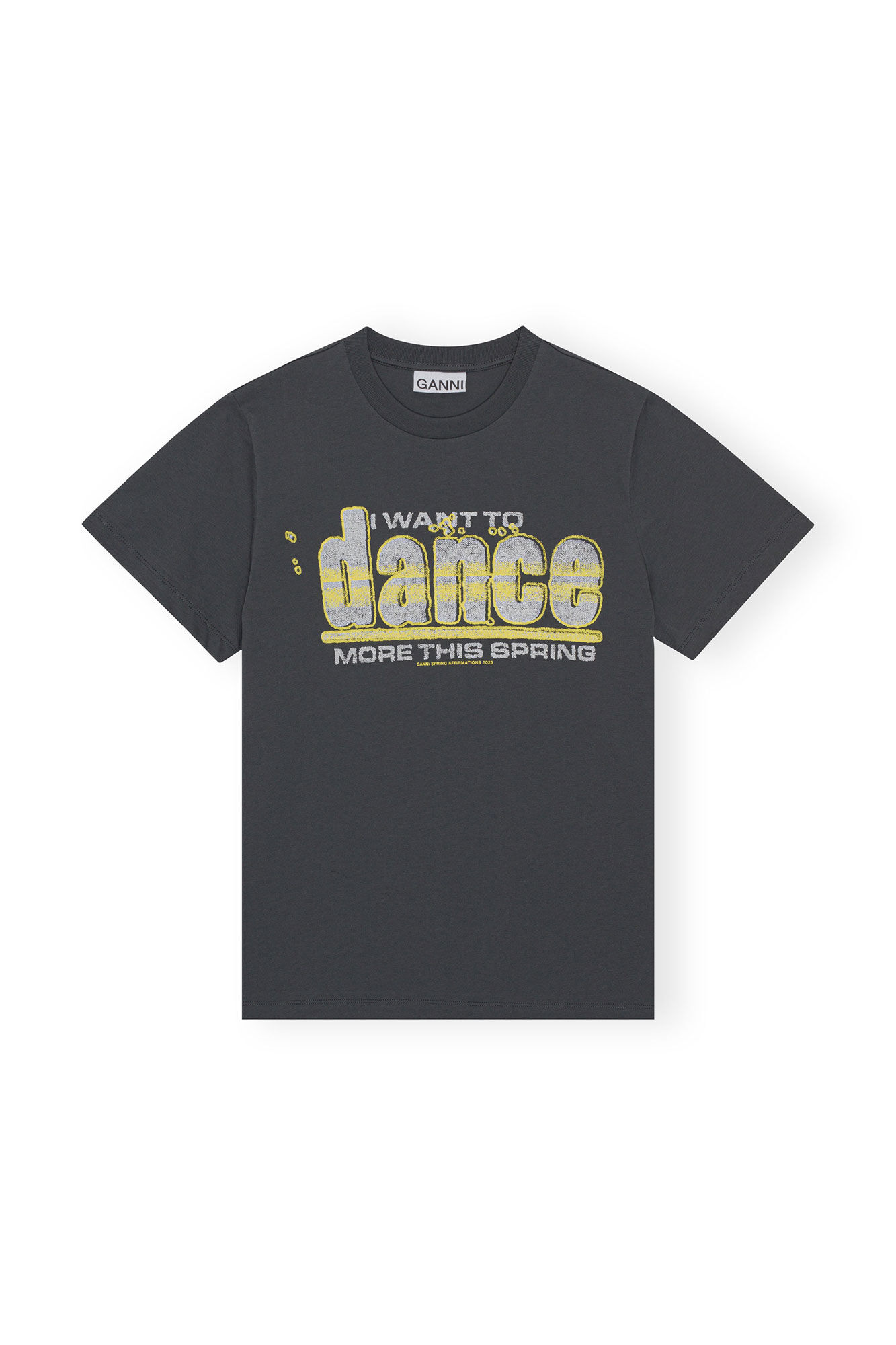 Relaxed Dance T-shirt, Organic Cotton, in colour Volcanic Ash - 1 - GANNI