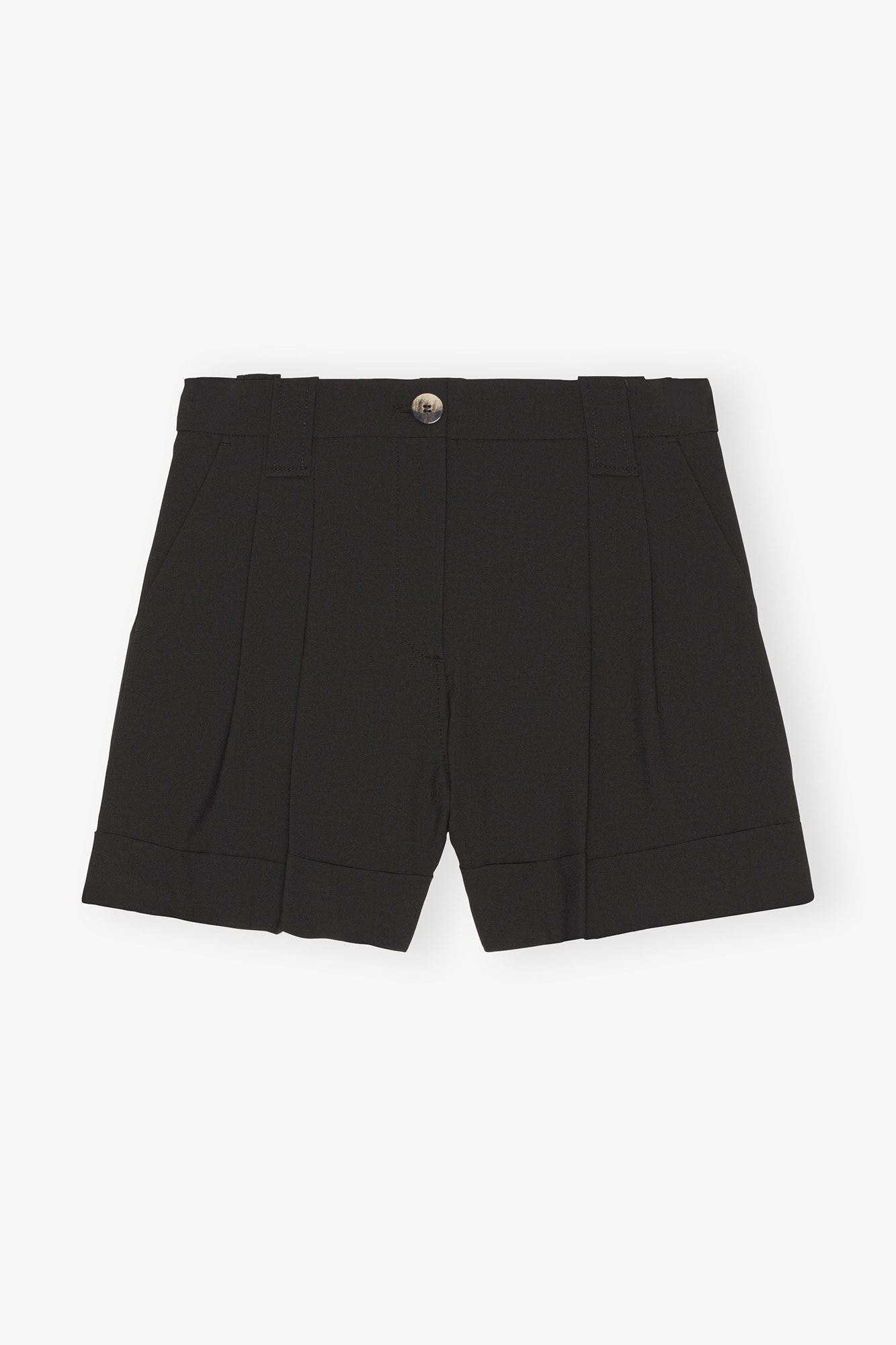 Drapey Melange Shorts, Elastane, in colour Black - 1 - GANNI