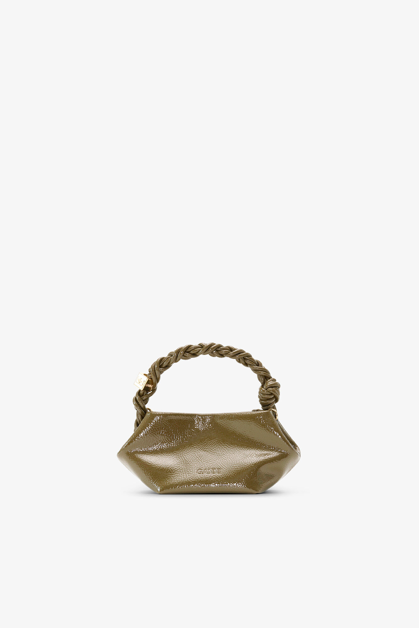 Olive Green Mini Bou Bag, Recycled Leather, in colour Military Olive - 3 - GANNI