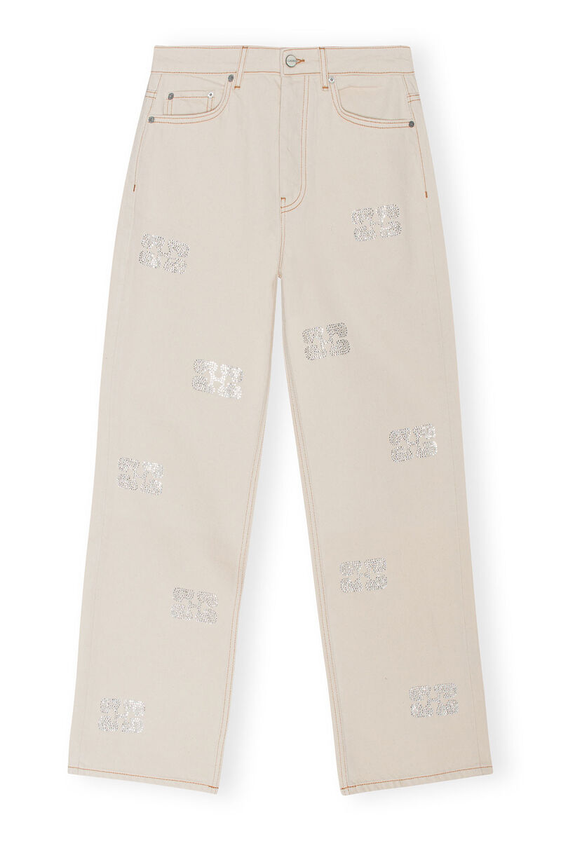 Sparkle Izey Jeans , Cotton, in colour Vanilla Ice - 1 - GANNI