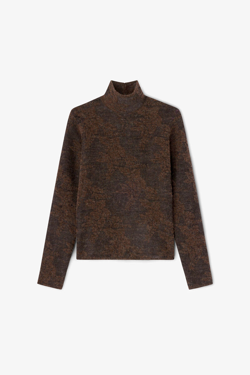 Sheer Turtleneck, in colour Chocolate Plum - 1 - GANNI