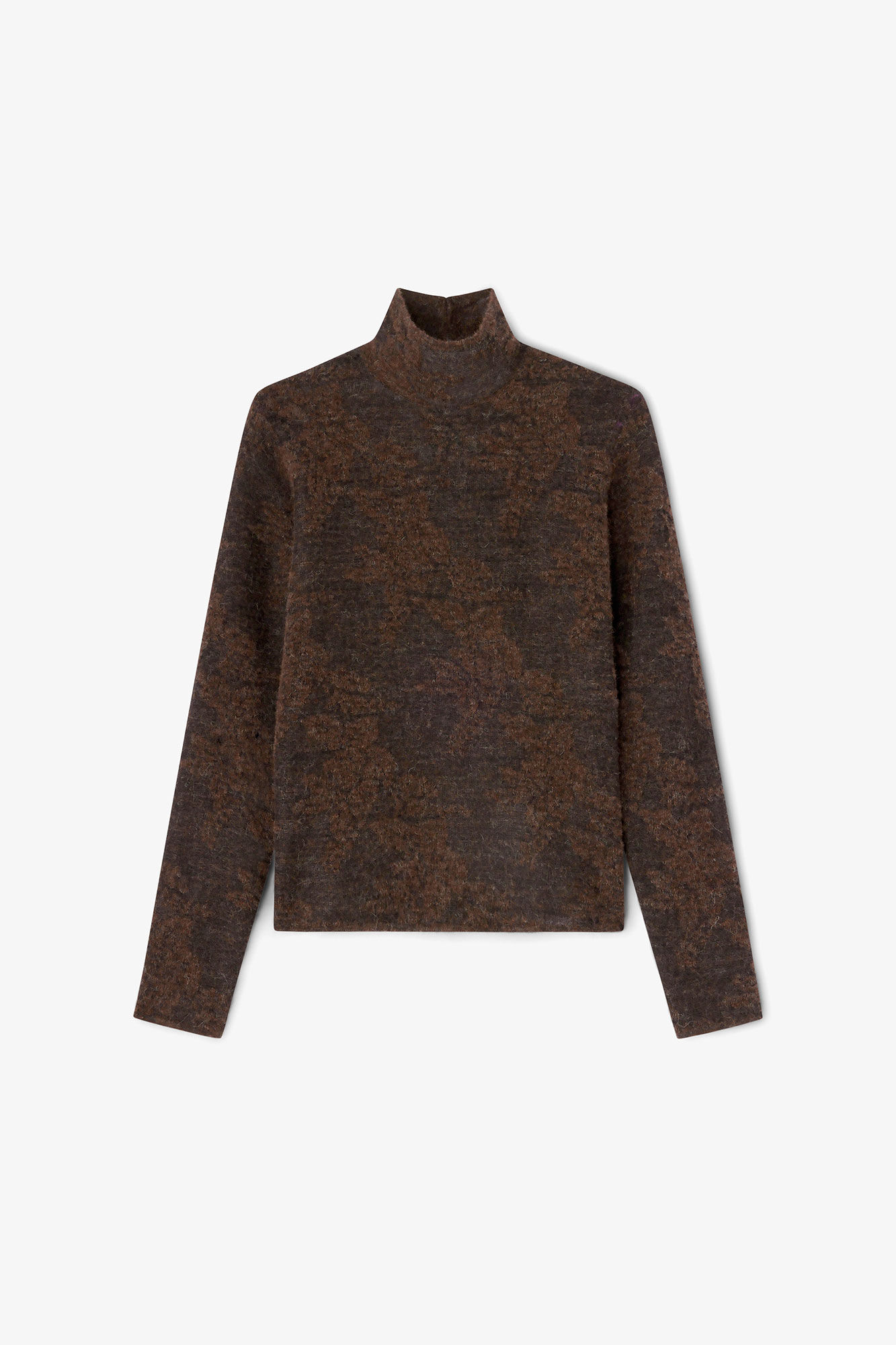 Sheer Turtleneck, in colour Chocolate Plum - 1 - GANNI