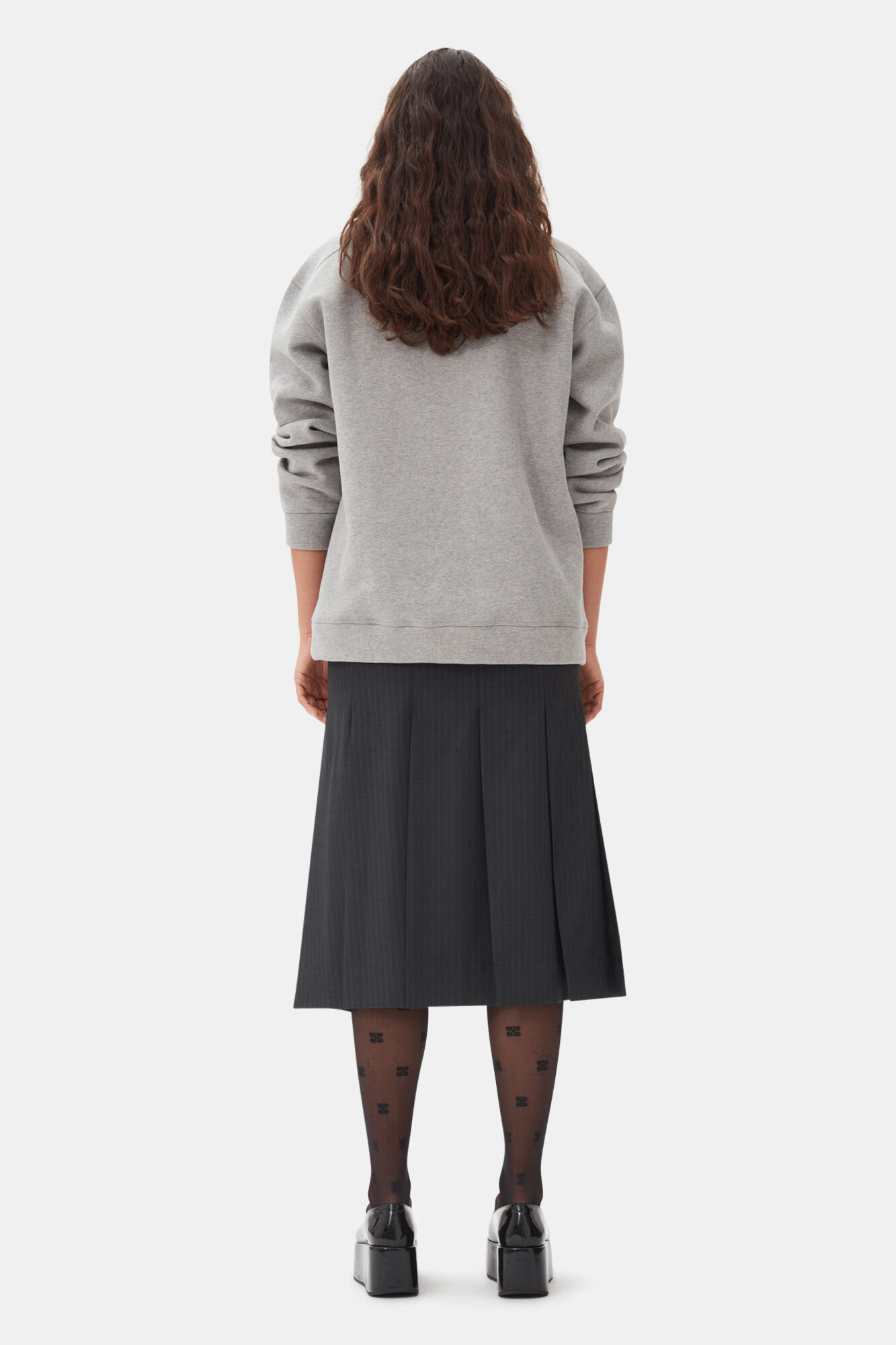 Grey Fleece Sweatshirt, Cotton, in colour Paloma Melange - 4 - GANNI